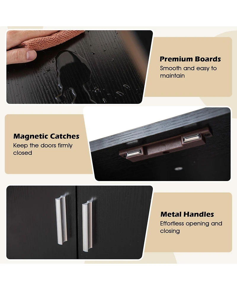 Slickblue 72.5 Inch Tall Bookshelf with Cabinet Anti-Tipping Kits and Metal