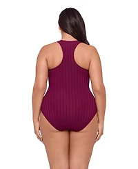 S3 Apparel Women's Sculpting Wide Rib Snap High Neck One-Piece Swimsuit