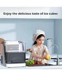 Cowsar Countertop Ice Maker, 33 lbs/Day, 6-Min Cycle, Scoop and Basket