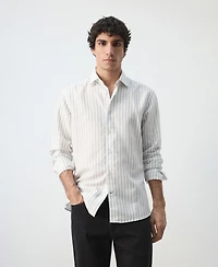 Mango Men's Lyocell Striped Regular-Fit Shirt