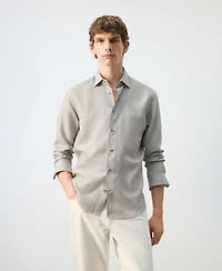 Mango Men's Lyocell Striped Regular-Fit Shirt