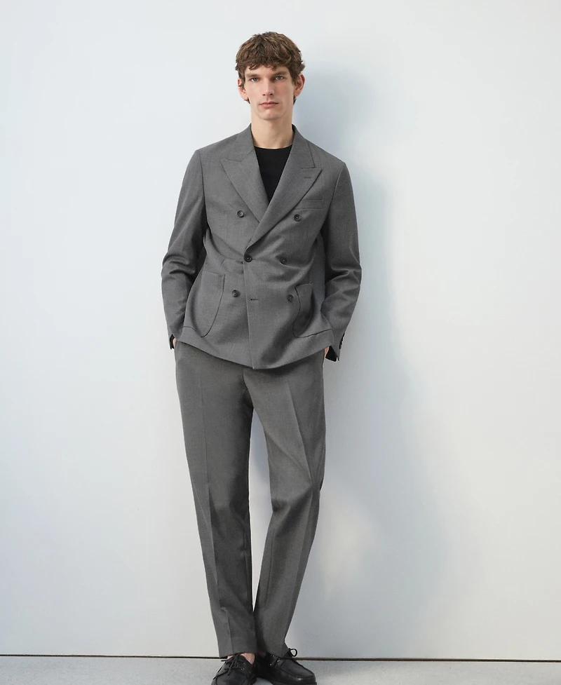 Mango Men's Ricardo Regular Fit Double-Breasted Suit Jacket