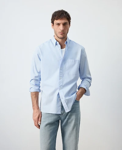 Mango Men's Cotton Regular-Fit Striped Shirt