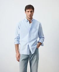 Mango Men's Cotton Regular-Fit Striped Shirt
