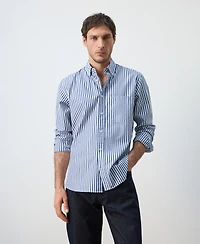 Mango Men's Cotton Regular-Fit Striped Shirt