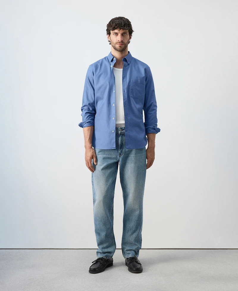 Mango Men's Cotton Regular-Fit Oxford Shirt