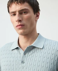 Mango Men's Cotton Braided Knitted Polo Shirt