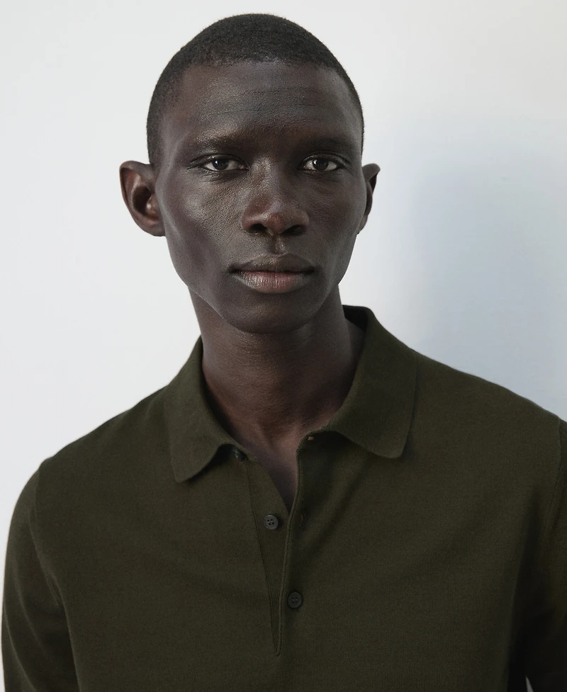 Mango Men's Cotton Fine-Knit Polo Shirt