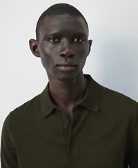 Mango Men's Cotton Fine-Knit Polo Shirt