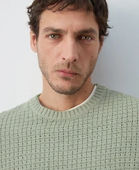 Mango Men's Lace Pattern Knit Sweater