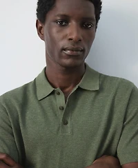 Mango Men's Microstructure Fine-Knit Polo Shirt