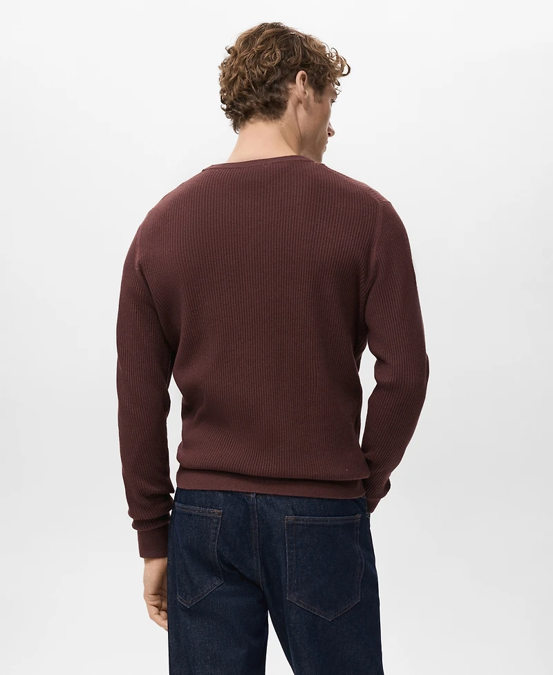 Mango Men's Fine Rib-Knit Cotton Sweater