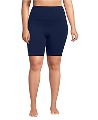 Lands' End Women's Plus Tugless QuickDry 7" Swim Bike Shorts