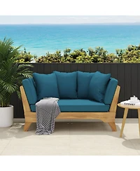 Mondawe Expandable Wood Daybed with Cushions – Outdoor Convertible Patio Sofa