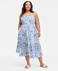 On 34th Trendy Plus Cotton Tiered Midi Dress, Macy's Exclusive