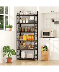 Slickblue 6-Tier Bookshelf Industrial Bookcase with 2 Anti-Tipping Kits and Metal Frame