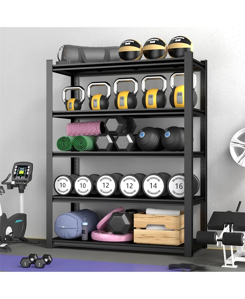 59" Wide Black Metal Shelves with 5 Removable Dividers