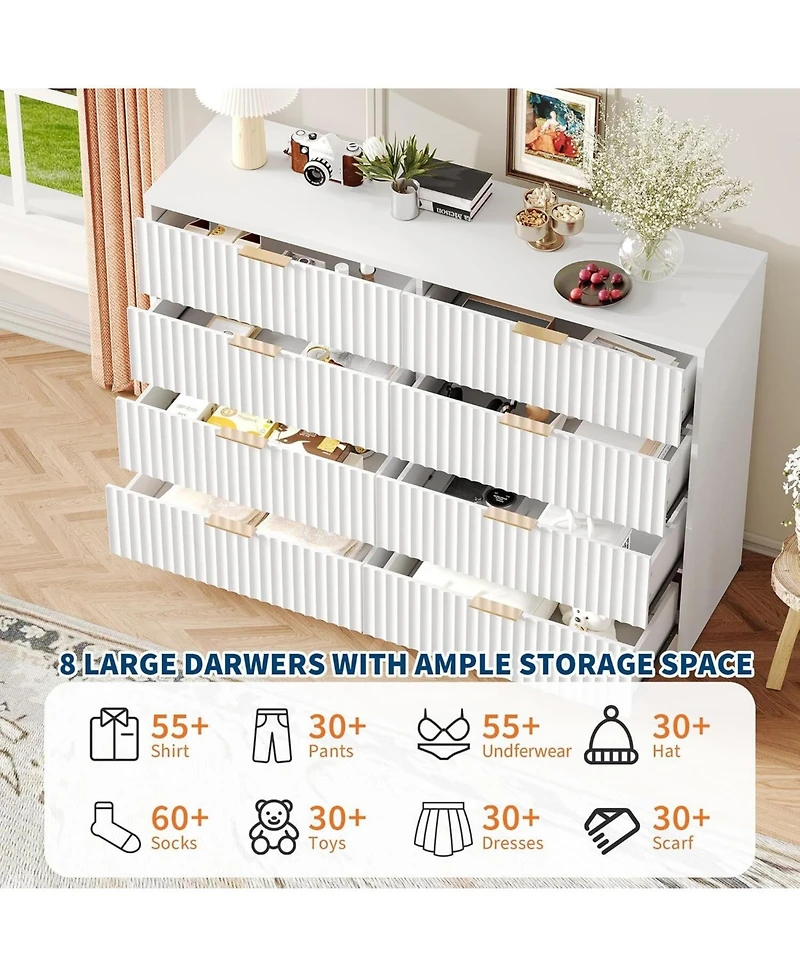gaomon Modern 8-Drawer Dresser with Fluted Front