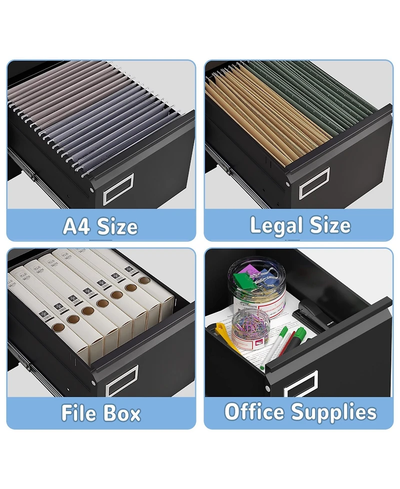 Clihome 4 Drawer Vertical Metal File Cabinet with Lock for Home Office
