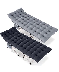 Sugift 4-Position Adjustable Folding Bed, Lounge Chair & Camping Cot with Pillow and Thick Mattress