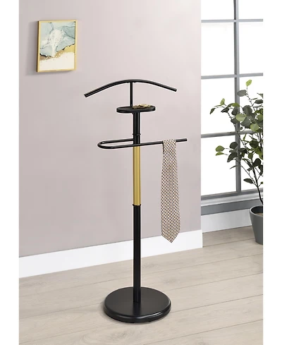 Kings Brand Furniture Modern Freestanding Valet Stand, Metal Suit Rack with Jacket Hanger, Trouser Bar, Tie Holder & Accessory Tray