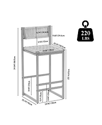 Rainsken Paper Rope Woven Bar Stools Set of 2, 25'' Counter Height Chairs with Back, Footrest for Kitchen Island, Home Pub