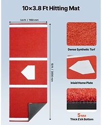 Mecale 10 x 3.8 Ft Baseball Hitting Mat with Home Plate