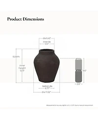 LuxenHome Rustic Earth Cement Vase, Antique Brown Finish, 13.4" H Decorative Accent for Tabletops and Open Shelving