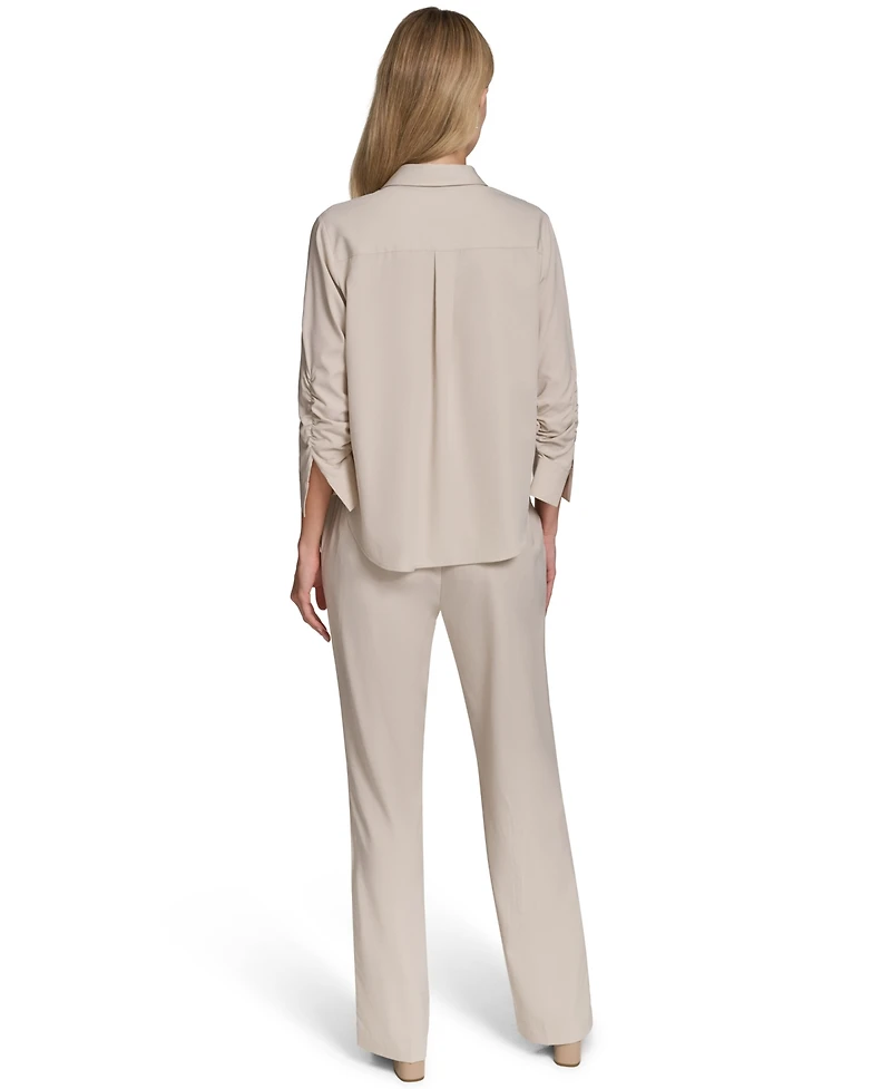 Calvin Klein Petite Collared Button-Down Blouse Top