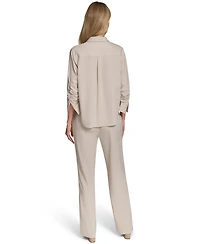 Calvin Klein Petite Collared Button-Down Blouse Top