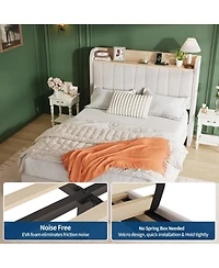 gaomon Bed Frame with Storage Headboard and Charging Station, Wooden Platform with Metal Frame & Large Drawers, No Box Spring.