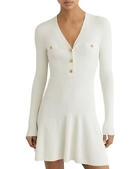 Reiss Women's Knitted Button-Detail Mini Dress