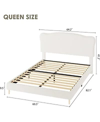 gaomon Upholstered Platform Bed Frame with Soft Rounded Headboard, Heavy-Duty Wooden Slats, Noise-Free, No Box Spring Needed
