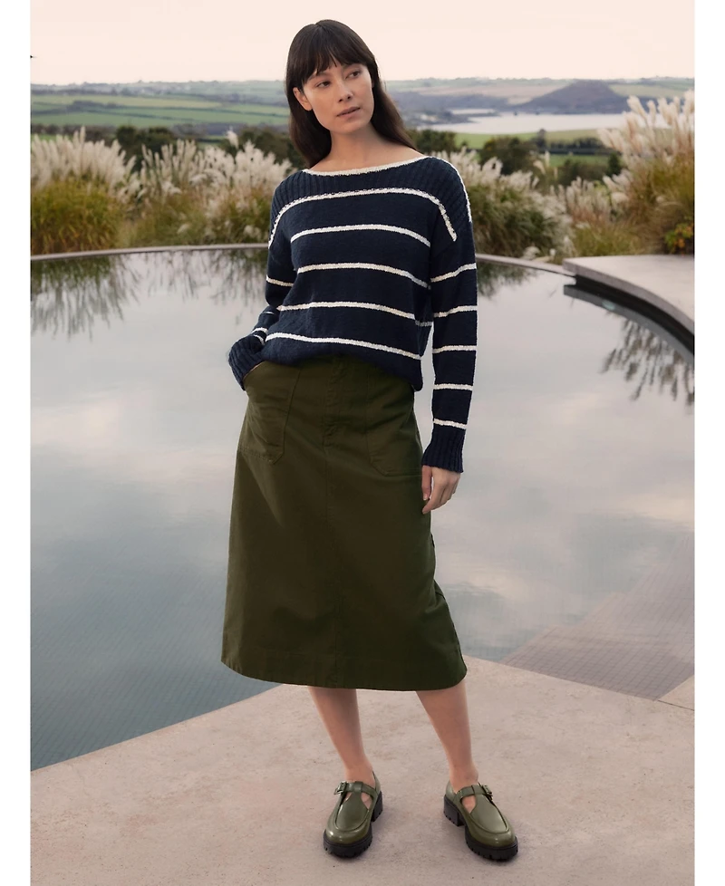 Celtic & Co. Women's Stripe Boat Neck Sweater