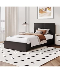 gaomon Upholstered Platform Bed Frame with Headboard, Wood Slats Support, No Box Spring Needed