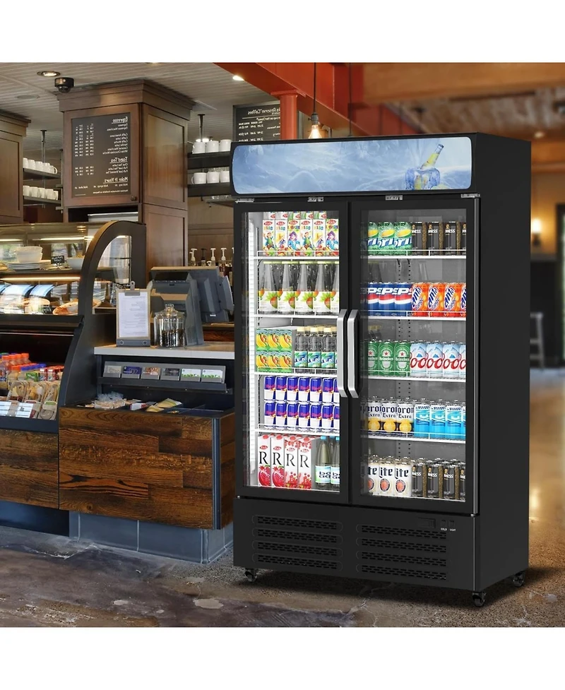 gaomon Commercial Refrigerators, 25.3 Cu.Ft. Upright Display Fridge, Beverage Cooler with Led Light, Adjustable Shelves