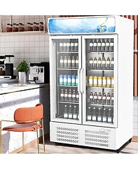gaomon Commercial Refrigerators, 25.3 Cu.Ft. Upright Display Fridge, Beverage Cooler with Led Light, Adjustable Shelves