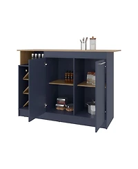 Fm Furniture Oker kitchen cabinet with island, bottle rack, and shelves for organizing your home