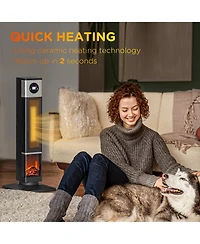 Homcom 1400W Electric Heater with Oscillation, Timer,