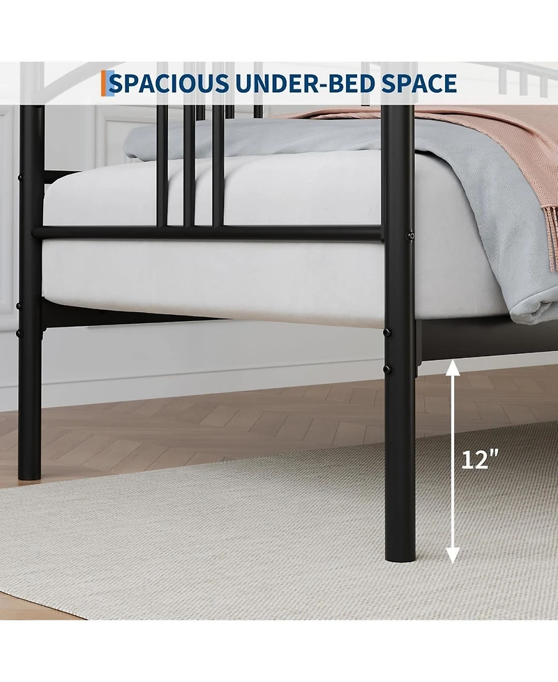 gaomon Twin Metal Daybed Frame with Arched Headboard, Steel Slat Support Sofa Bed, No Box Spring Needed, Easy Assembly