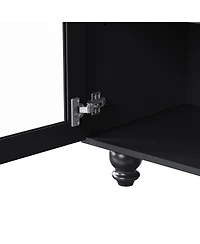 Farmhouse Storage Cabinet Tv Stand with Tempered Glass Doors And Adjustable Shelves