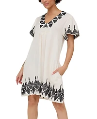 Raffya Women's Liberty V-Neck Embroidered Mini Dress