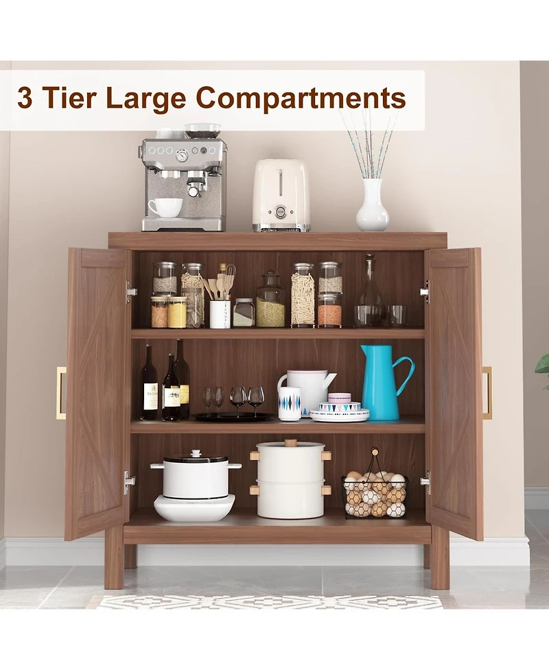 gaomon Farmhouse Oak Sideboard Buffet Cabinet - x-Shaped Door Kitchen Storage Cabinet with Adjustable Shelves for Hallway Entry Living Room