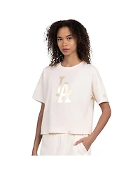 Starter Women's Cream Los Angeles Dodgers Pastels Boxy Cropped T-Shirt