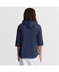 Nike Men's Navy Milwaukee Brewers Authentic Collection Flux Dri-fit Raglan 3/4-Sleeve Hooded T-Shirt