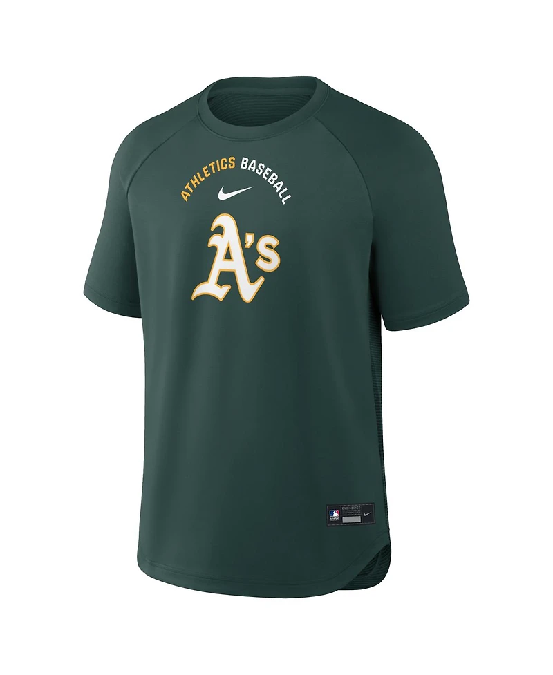 Nike Men's Green Athletics Authentic Collection Batting Practice Pre-Game Raglan Dri-fit T-Shirt