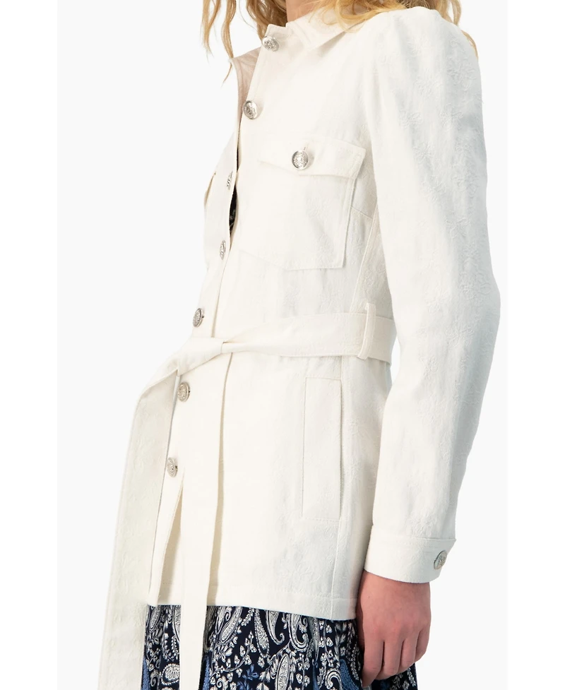 Ivonne Women's Long Biker Jacket with Belt