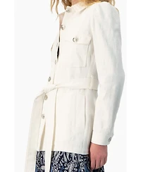 Ivonne Women's Long Biker Jacket with Belt