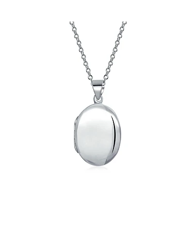 Bling Jewelry Petite Simple Plain Oval Photo Locket .925 Sterling Silver Necklace Pendant