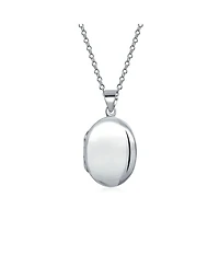 Bling Jewelry Petite Simple Plain Oval Photo Locket .925 Sterling Silver Necklace Pendant